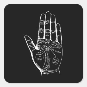 Vintage Palmistry Chart Palm Reading Square Sticker
