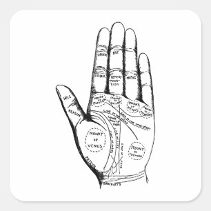 Vintage Palmistry Chart Palm Reading Square Sticker