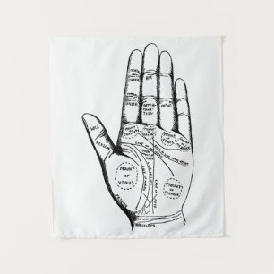 Vintage Palmistry Chart Palm Reading Tapestry