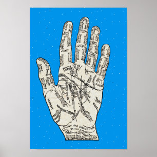 Vintage Palmistry Hand Diagram - Holmes W. Merton Poster