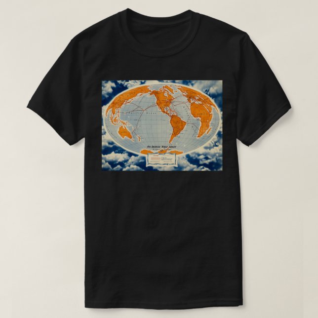 Vintage PanAm World routes poster T-Shirt (Design Front)