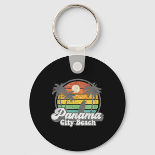 Vintage Panama City Beach Florida Surfing Retro Su Keychain