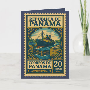 Vintage Panama Postage Stamp   Card