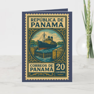 Vintage Panama Postage Stamp Card