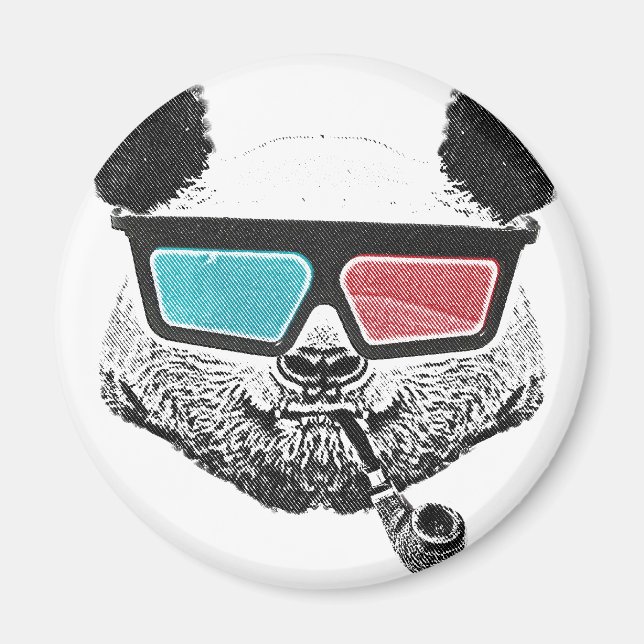 Vintage panda 3-D glasses Magnet (Front)