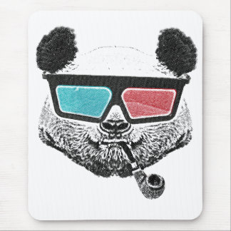 Vintage panda 3-D glasses Mouse Pad