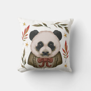 Vintage Panda Charm Throw Pillow