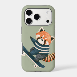 Vintage Panda Roux Mignon Faisant du Skateboard