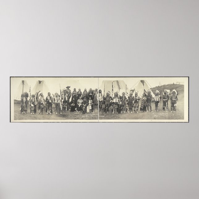 Vintage Panoramic Photograph of Native American Poster (Front)