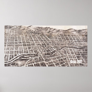 Vintage Panoramic Reno 1907 Poster