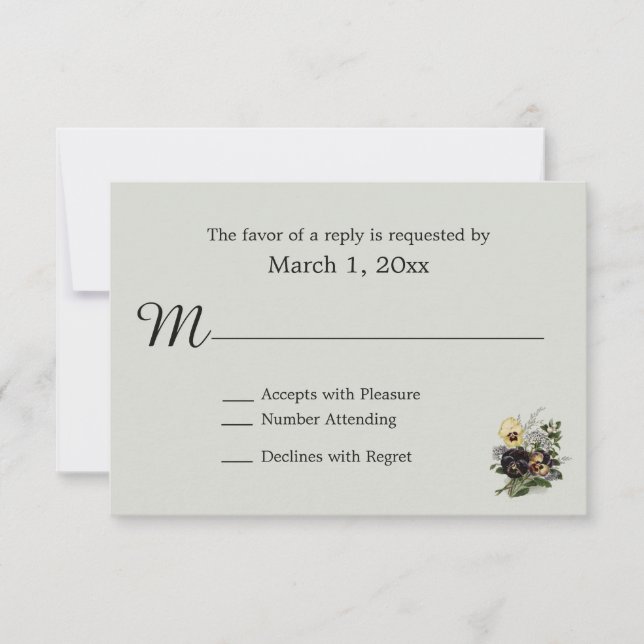 Vintage Pansies RSVP Card (Front)