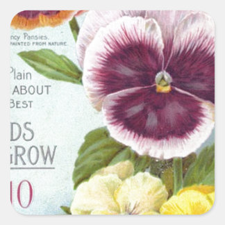 Vintage Pansies Square Sticker