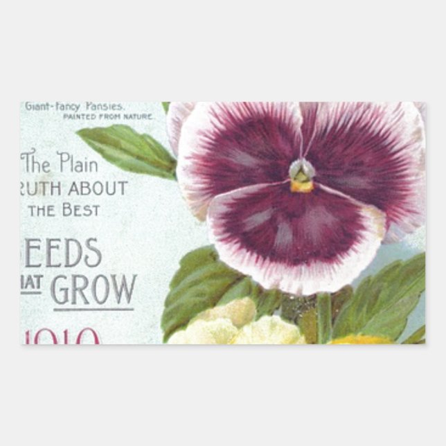 Vintage Pansies Sticker (Front)