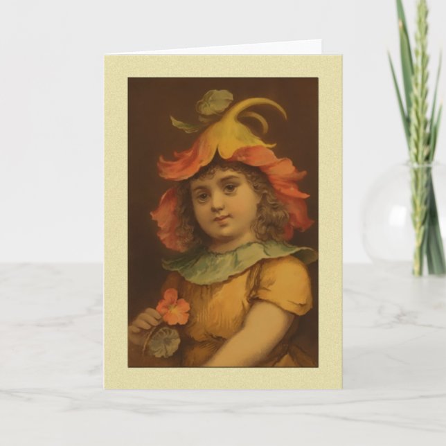 Vintage Pansy Child Greetings Card (Front)