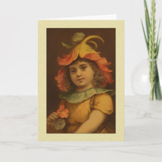 Vintage Pansy Child Greetings Card