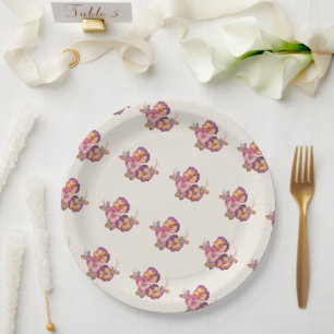 Vintage Pansy Floral Paper Plates   Garden Party 