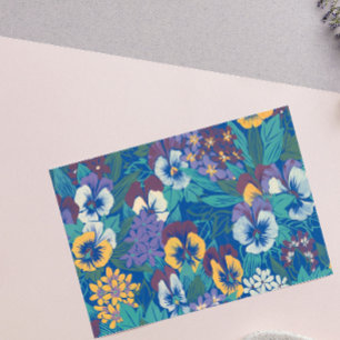Vintage Pansy Floral Pattern Blue Cottage Garden Sticker