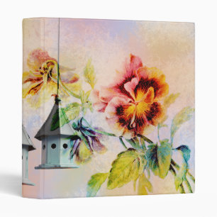 Vintage pansy flower bird cage binder