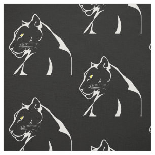 Vintage Panther Big Strong Angry Cat Yellow Eyes Fabric