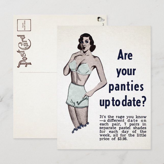 Vintage Panties Advertisement Postcard  (Front/Back)