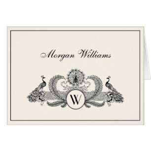Vintage Paons Monogramme Ivoire BG