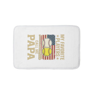 Vintage Papa Baseball Softball Players Shirt Desig Bath Mat