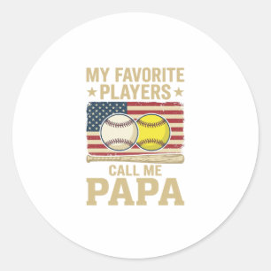 Vintage Papa Baseball Softball Players Shirt Desig Classic Round Sticker