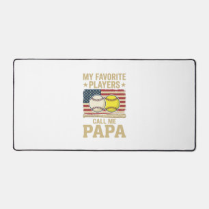 Vintage Papa Baseball Softball Players Shirt Desig Desk Mat