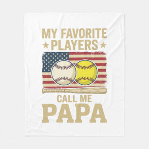 Vintage Papa Baseball Softball Players Shirt Desig Fleece Blanket