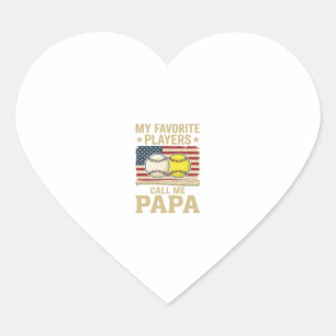 Vintage Papa Baseball Softball Players Shirt Desig Heart Sticker