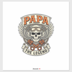 Vintage Papa Biker Skull Legend