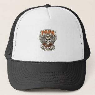 Vintage Papa Biker Skull Legend Trucker Hat