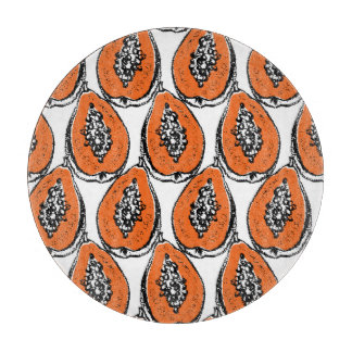 Vintage Papaya Charcoal Drawing Pattern. Cutting Board