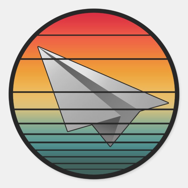 Vintage Paper Airplane Classic Round Sticker (Front)