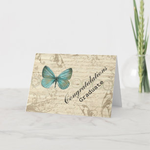 Vintage Paper Butterfly Congratulations Graduate Card