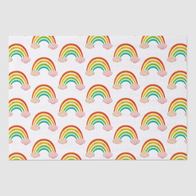 Vintage Paper Cut Rainbow And Clouds (Front)