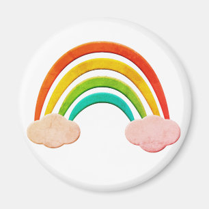 Vintage Paper Cut Rainbow And Clouds Magnet