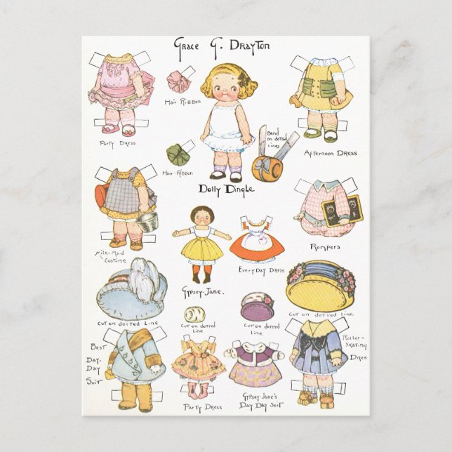 Vintage Paper Doll  Postcard (Front)