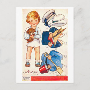 Vintage Paper Doll Postcard--Jack at Play Postcard