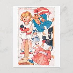 Vintage Paper Doll Postcard--Little Miss Britain Postcard