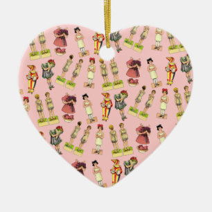 Vintage Paper Dolls Ceramic Ornament