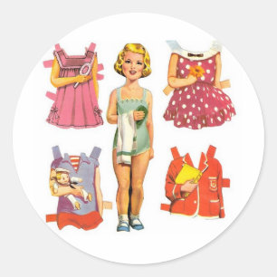 Vintage Paper Dolls Classic Round Sticker