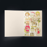Vintage Paper Dolls "Have a Very Merry Christmas"  Holiday Card<br><div class="desc">Beautiful Vintage Paper dolls art card. Cute and sweet little girl paper dolls with clothing, Christmas toys and "Have a Very Merry Christmas". Pretty soft blush pink and adorable vintage paper dolls to cut out inside. Smiling friends for Birthdays, parties, Family, Friends, Holidays, Celebrations and Christmas and can be personalized....</div>