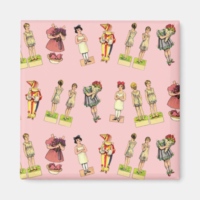 Vintage Paper Dolls Magnet (Front)