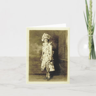 Vintage paper dress and hat notecard