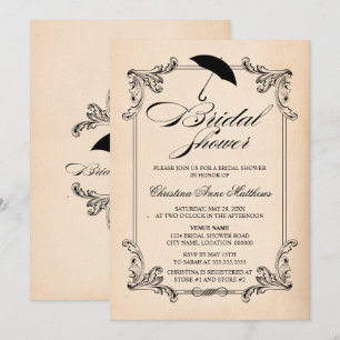 Vintage Paper Look and Ornament Bridal Shower Invitation