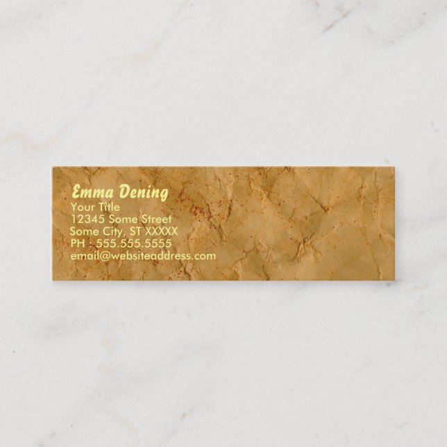 Vintage Paper Mini Business Card (Front)