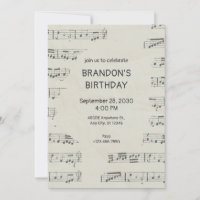 Vintage paper musical notes birthday