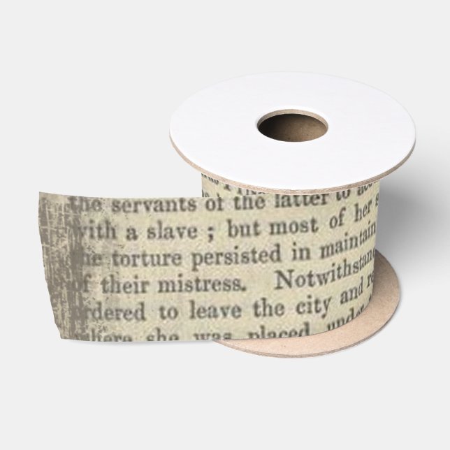 Vintage Paper Old Dictionary Page Satin Ribbon (Spool)