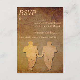 Vintage Paper Overlay Gay Wedding RSVP Card